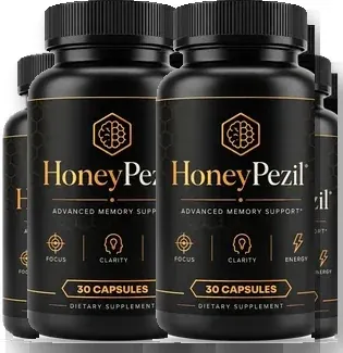 6 black and gold HoneyPezil capsule bottles