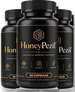 3 black and gold HoneyPezil capsule bottles